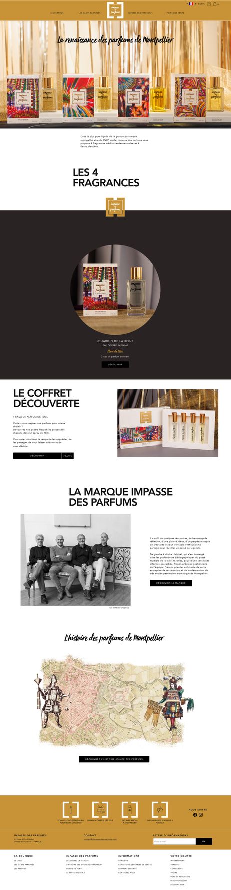 Création du site e-commerce pour la marque montpelliéraine Impasse des Parfums