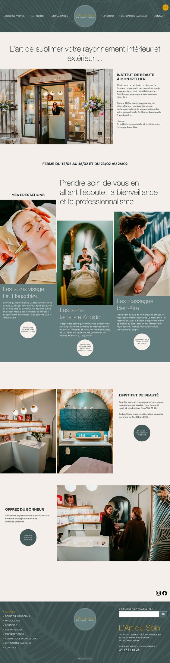 Refonte du site internet de l’Art du Soin, institut de beauté à Montpellier