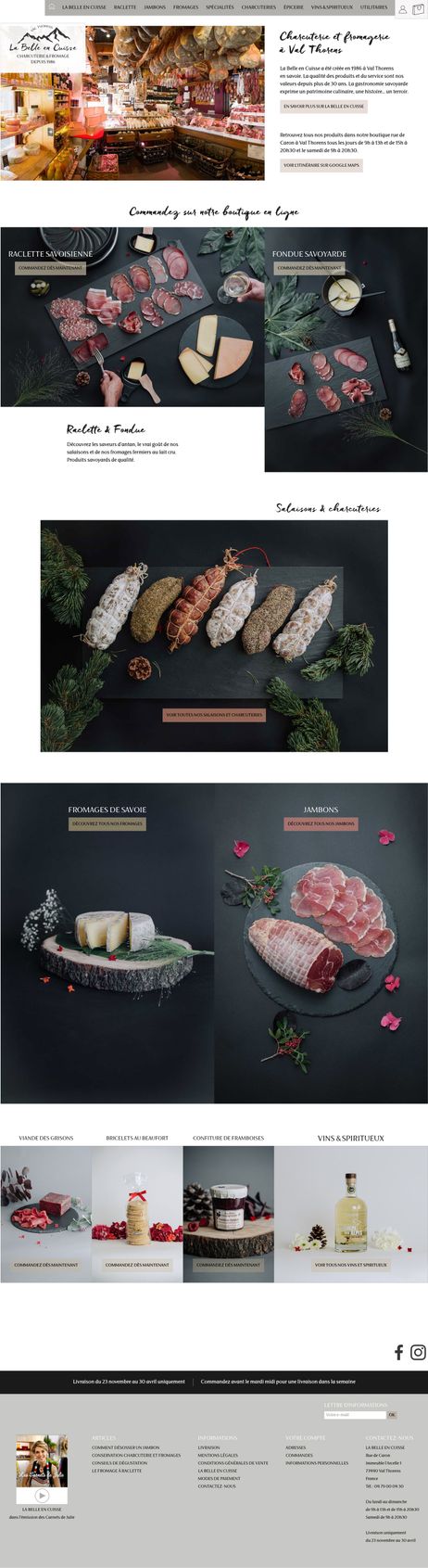 Refonte du site e-commerce de La Belle en Cuisse, charcuterie et fromagerie à Val Thorens