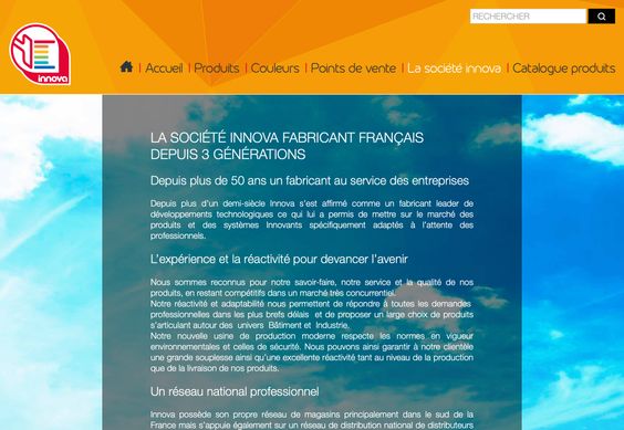 Aperçu de la page société du site internet de Peintures Innova