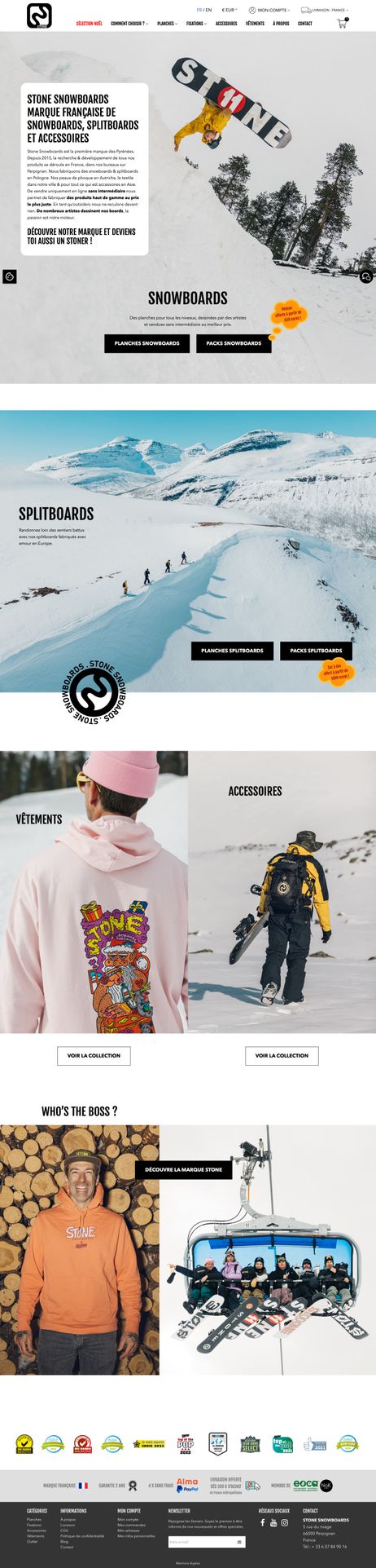 Refonte et maintenance Prestashop du site e-commerce pour la marque Stone Snowboards